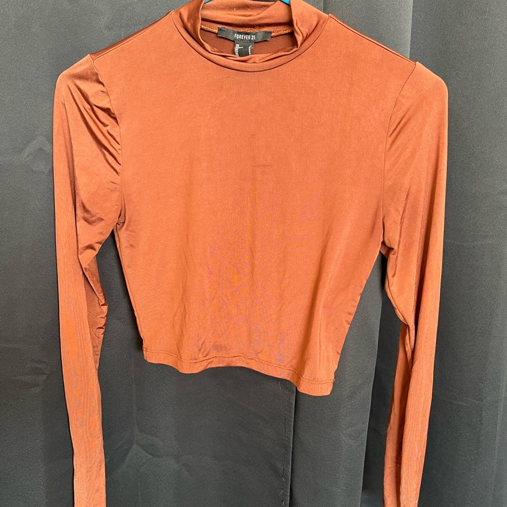 Forever 21 Terracotta Long Sleeve Crop Top